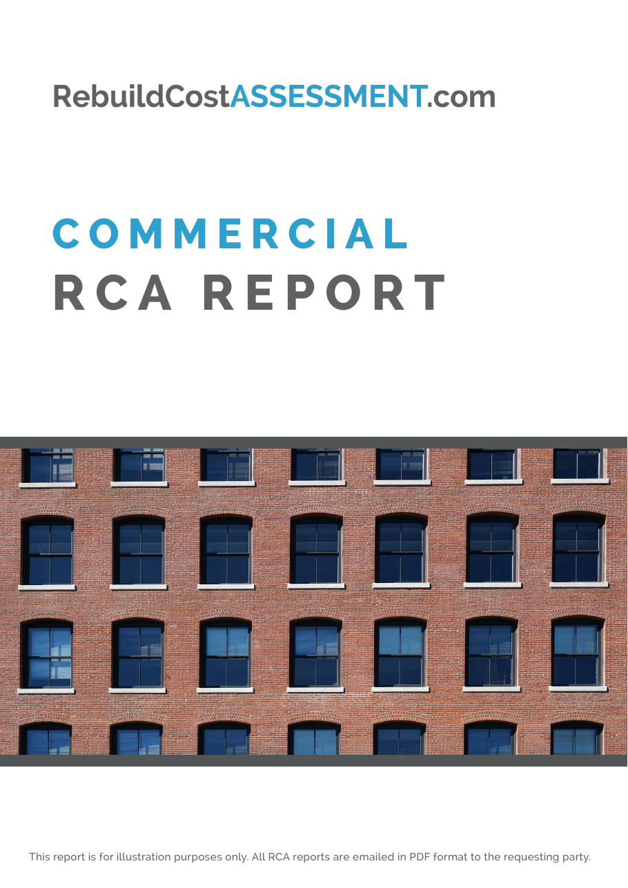 Cover of the sample commercial rebuild cost assessment report